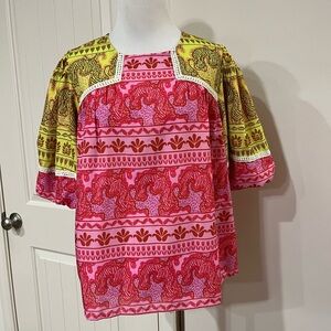 THML women’s Pink and Yellow Elephant Blouse